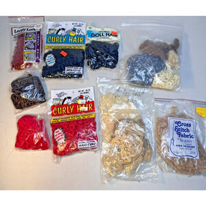 One & Only Creations Curly Hair Doll Craft Lot Black Brown Red Gray New & Extras